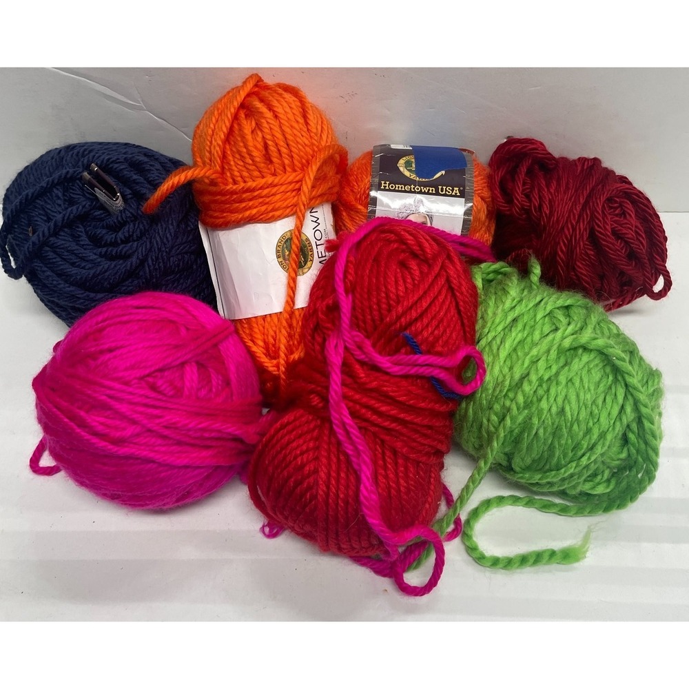 Lion Brand Hometown USA Yarn Lot of 6 Mixed Colors Bulky Weight Crafting